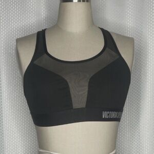 VICTORIA SPORT WOMEN'S MESH MIXED SPORTS BRA BLACK MEDIUM M